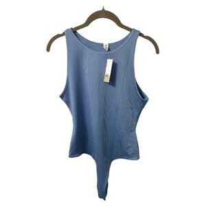 BP Sleeveless Ribbed Bodysuit in Sky Blue Size Medium